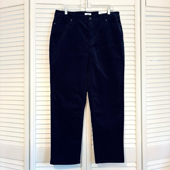 NWT Croft & Barrow Navy Blue Corduroy Pants Mid Rise Straight Leg Size 14 Short - Picture 1 of 7